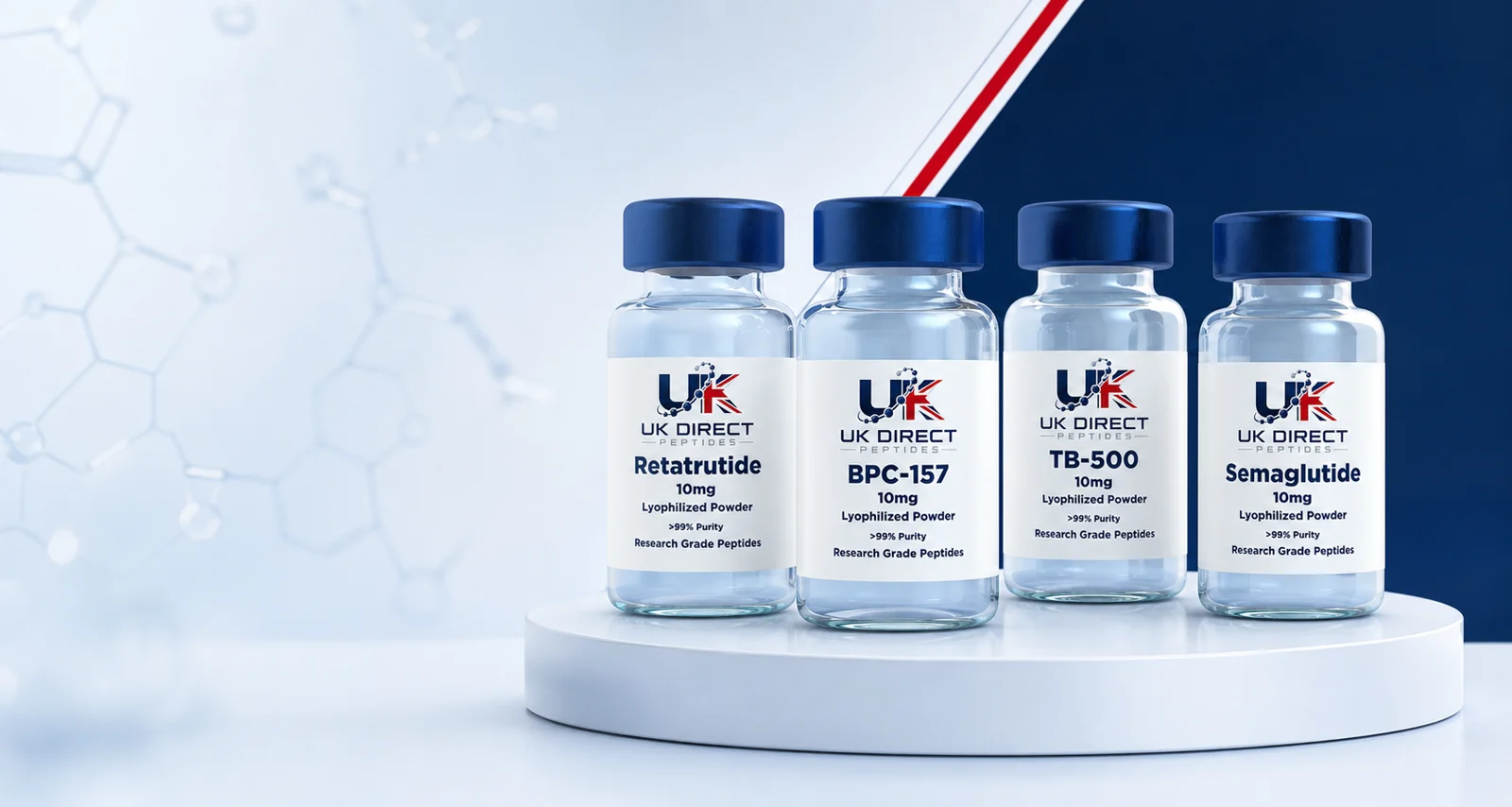 UK Direct Peptides laboratory research bottles